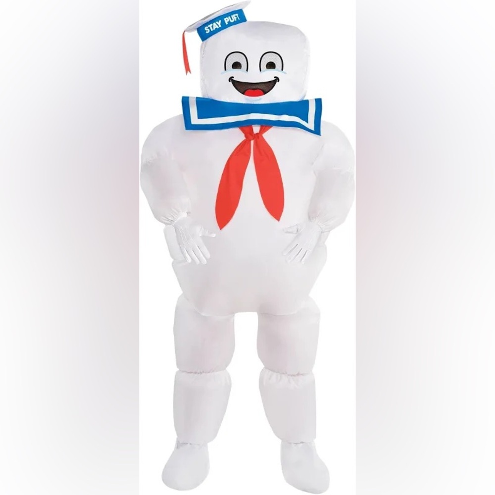 Ghostbusters Marshmallow Costume with Blue and Red Accents